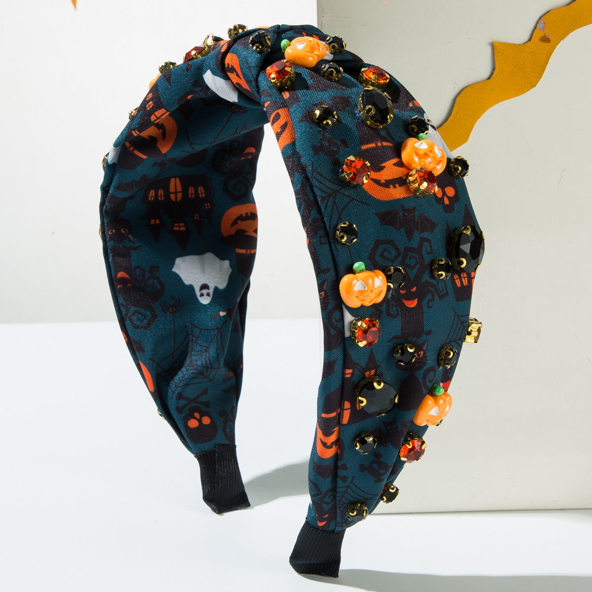 Wholesale Hot Sale New Halloween Headband Fashion Printed Fabric Diamond Set Trend Hair Accessories